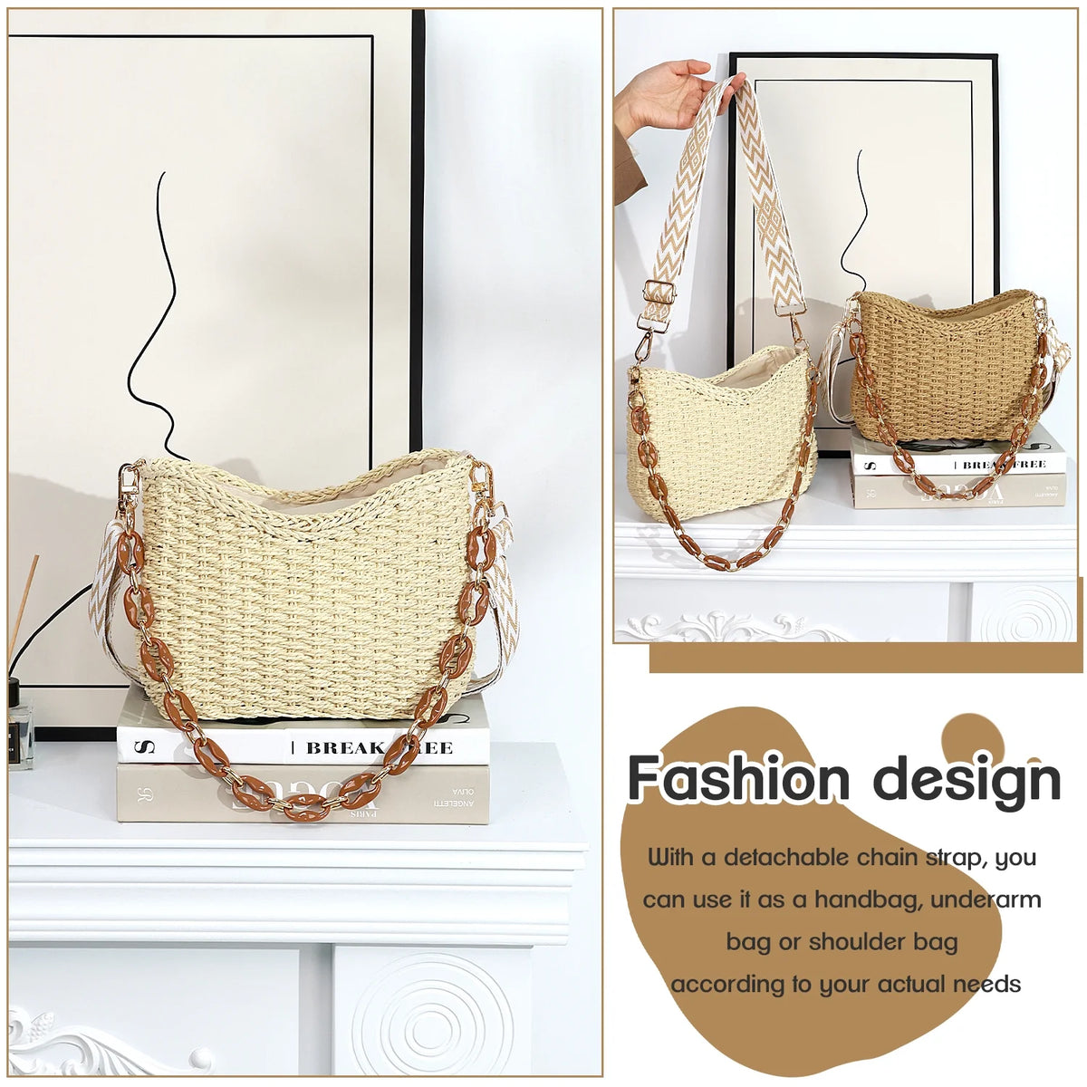 Two Tone Straw Bag – COMMENSE