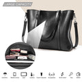 HONGLONG Tote Bag for Women Large Capacity Leather Laptop Briefcase Handbag Travel Purse, Black