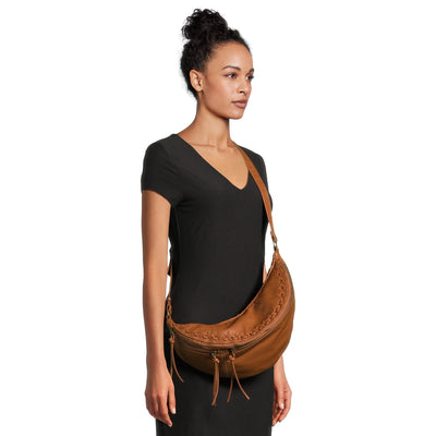 No Boundaries Carey Women's Crossbody Sling Bag Cognac Brown