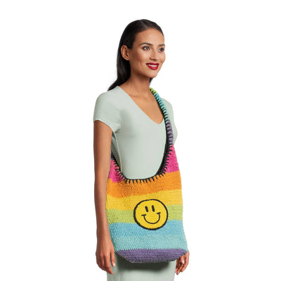 No Boundaries Women's Crochet Festival Hobo Bag, Ombre Smiley