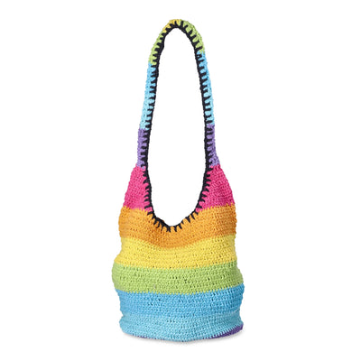No Boundaries Women's Crochet Festival Hobo Bag, Ombre Smiley