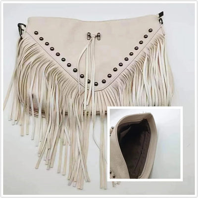 Women Tassels Crossbody Handbag Purse Casual Street Hippie Hobo Bag Shoulder Purse