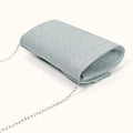 Shiny Clutch Bag Evening Party Bag Sparkle Small Purse With Detachable Chain (Silver)