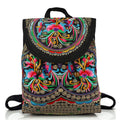 Boho Embroidered Backpack for Women, EEEkit Vintage Handmade Canvas Shoulder Bag with Ethnic Drawstring