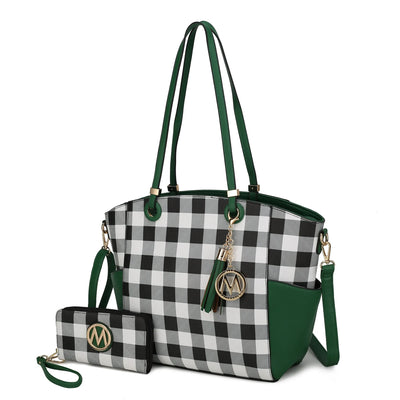 MKF Collection Karlee Vegan Leather Women's Tote Bag & Wristlet Wallet, Classy Shoulder Purse Handbag by Mia K - Green