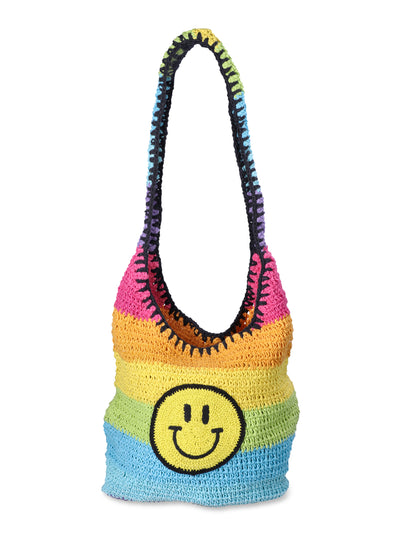 No Boundaries Women's Crochet Festival Hobo Bag, Ombre Smiley