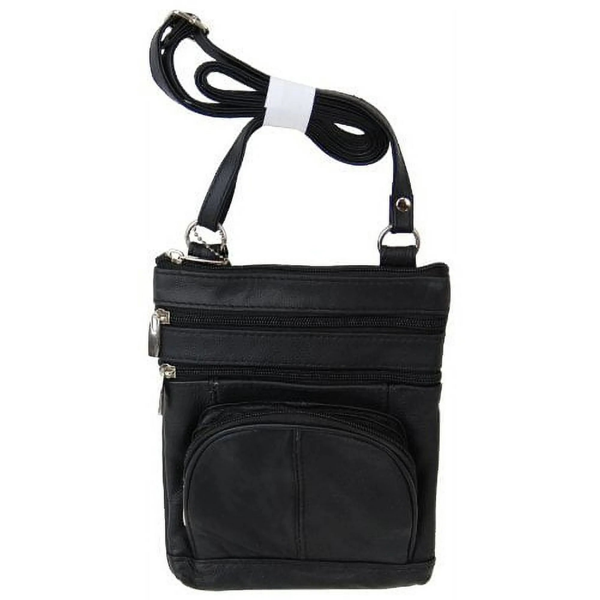 Roma Leathers Genuine Leather Multi Pocket Crossbody Purse Bag Black My Store