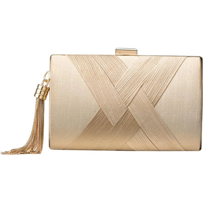 SHAOTELLME Clutch Purses For Women Tassel Evening Clutch Bag Body & Shoulder Bag For Wedding Night Out Party, Gold,