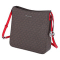 Michael Kors Jet Set Travel Large Messenger Bag Crossbody Brown MK Bright Red