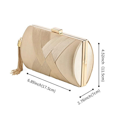 SHAOTELLME Clutch Purses For Women Tassel Evening Clutch Bag Body & Shoulder Bag For Wedding Night Out Party, Gold,