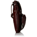Roma Leathers Genuine Leather Multi-Pocket Crossbody Purse Bag (Black)
